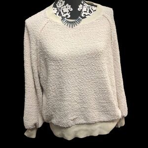 Umgee Soft & Cozy Teddy Sweater, Popover w/Slight Scoop Neck & Puffy Sleeves L